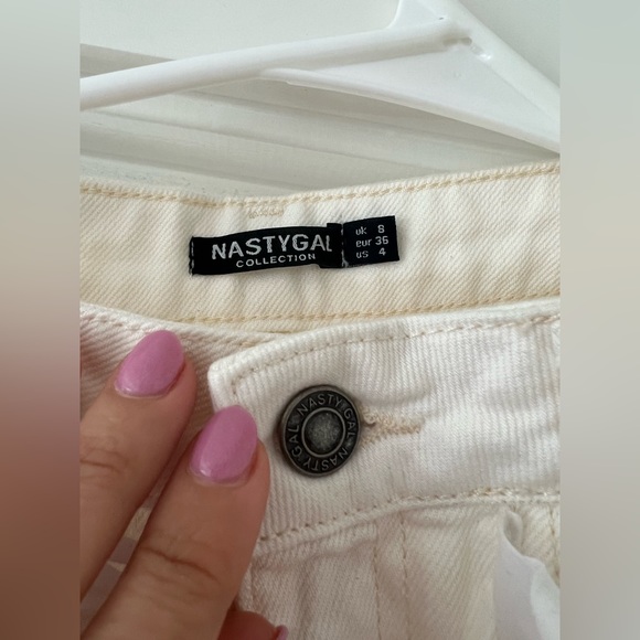 Nastygal pants, white denim with fringe - Picture 4 of 5